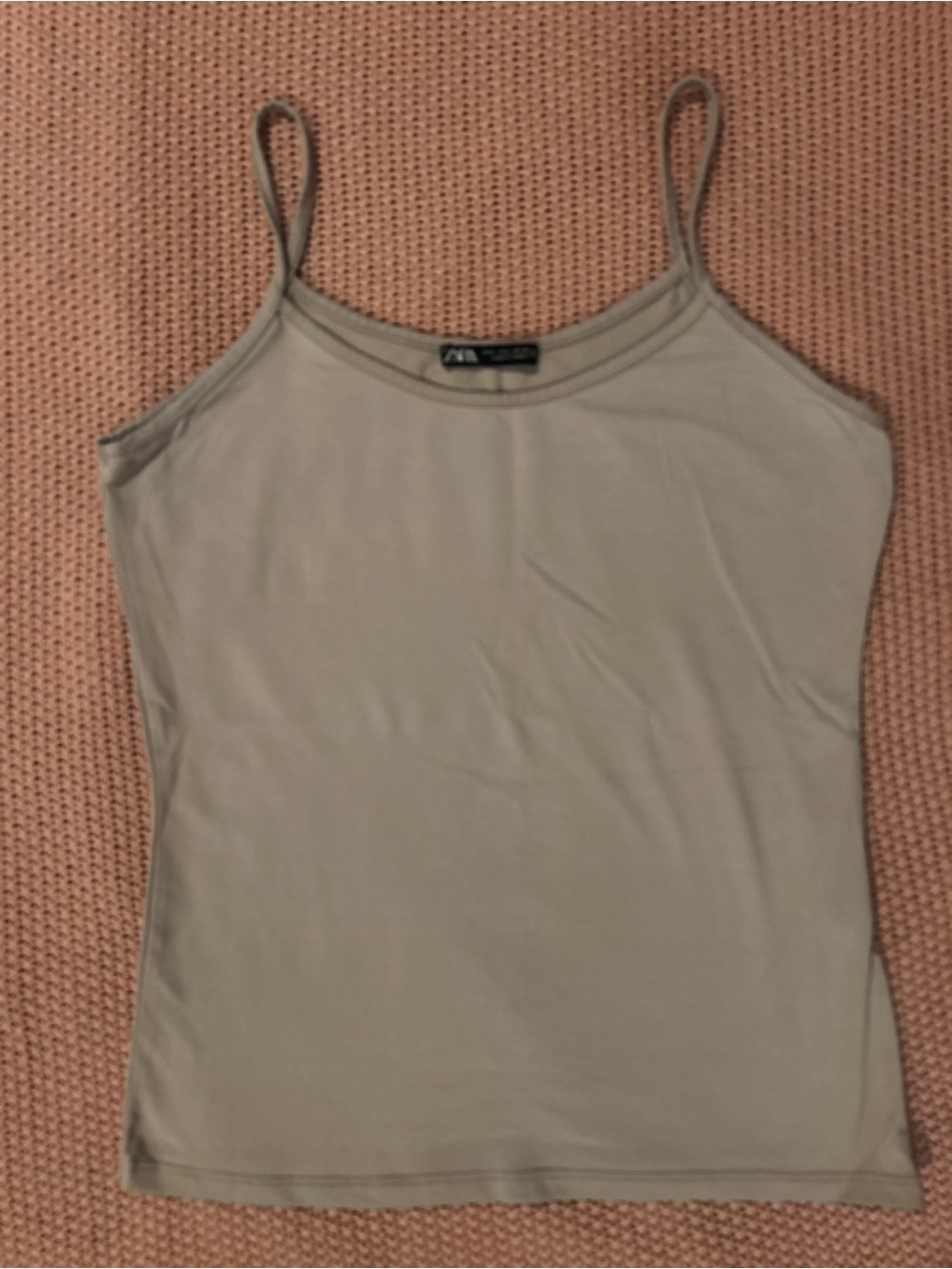 Zara Women’s Basic Cami Tank Top Taupe Beige Spaghetti Strap Size Large L